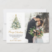 モダンフォトウォーターカラークリスマスツリー シーズンカード (正面)