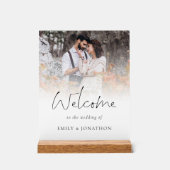 モダンフォトオーバーレイへようこそ結婚の宛先 アクリルサイン (正面)
