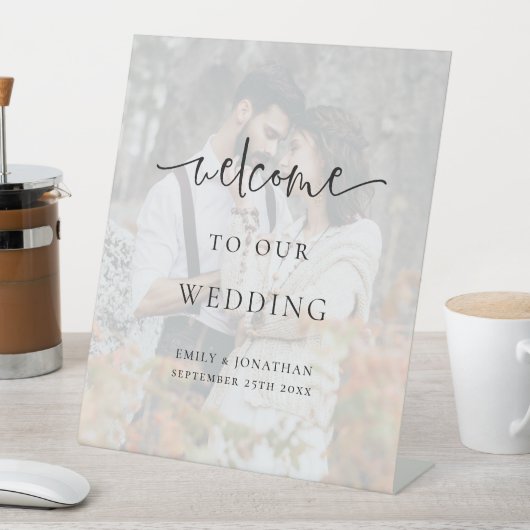 モダンフォトオーバーレイへようこそ結婚の宛先 台座サイン (インサイチュ)