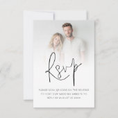 モダンフォトオーバーレイスクリプトQRコー結婚ド 出欠カード (正面)