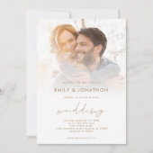 モダンフォトオーバーレイスクリプトQRコー結婚ド 招待状 (正面)