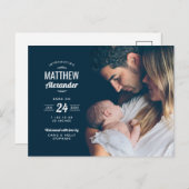 モダンフォトオーバーレイ生誕発表葉書 案内ポストカード (正面/裏面)