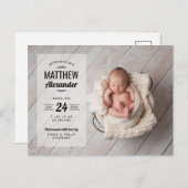 モダンフォトオーバーレイ生誕発表葉書 案内ポストカード (正面/裏面)