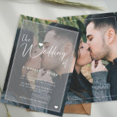 モダンフォトオーバーレイ結婚白黒の起動 招待状