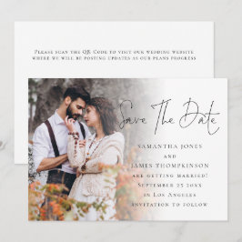 モダンフォトオーバーレイQRコードのスクリプ結婚ト セーブザデート