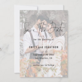 モダンフォトオーバーレイQRコードのスクリプ結婚ト セーブザデート