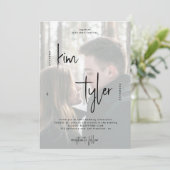 モダンフォトオーバーレイQR CODEスクリプト名結婚の 招待状 (スタンド正面)