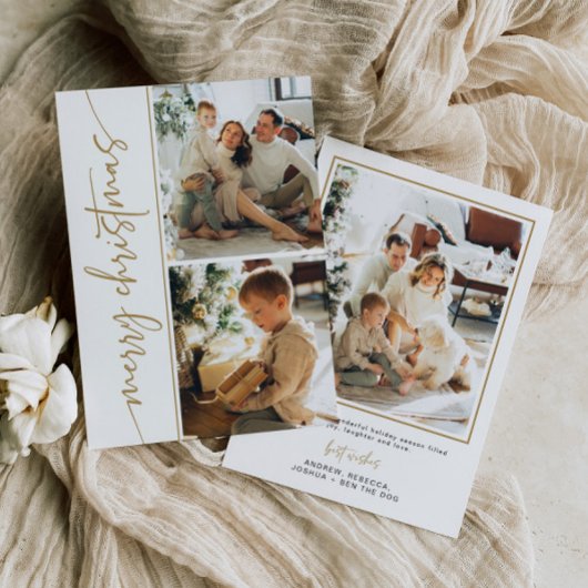 モダンフォトクリスマスカーミニマルドの金ゴールドエレガント シーズンカード