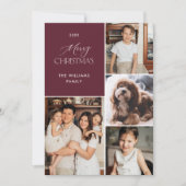 モダンフォトクリスマスホリデーカードマルーン 招待状 (正面)