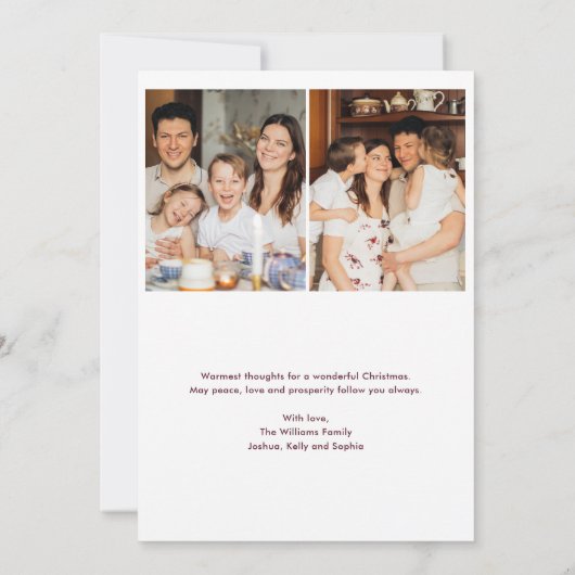 モダンフォトクリスマスホリデーカードマルーン 招待状 (裏面)