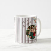 モダンフォトクリスマ名門私立校風のスピンクストライプ コーヒーマグカップ (正面右)