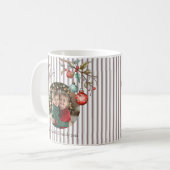 モダンフォトクリスマ名門私立校風のスピンクストライプ コーヒーマグカップ (正面左)