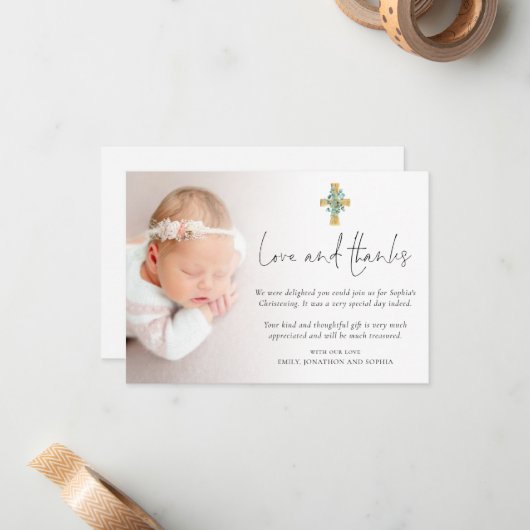 モダンフォトクロス《キリスト教》洗礼式や命名式バプテスマ感謝していラブ ノートカード (正面/裏面インサイチュ)