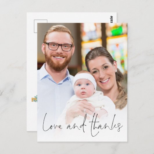 モダンフォトクロス《キリスト教》洗礼式や命名式バプテスマ感謝していラブ ポストカード (正面/裏面)