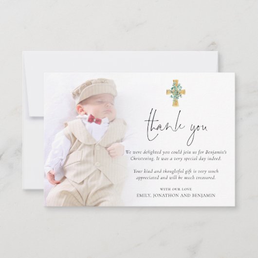 モダンフォトクロス《キリスト教》洗礼式や命名式バプテスマ ノートカード (正面)