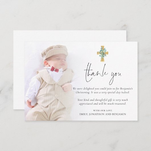 モダンフォトクロス《キリスト教》洗礼式や命名式バプテスマ ノートカード (正面/裏面)