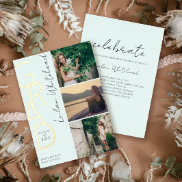 モダンフォトグラードミントグリーン 箔招待状