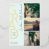 モダンフォトグラードミントグリーン 箔招待状 (正面)