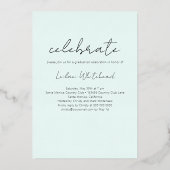 モダンフォトグラードミントグリーン 箔招待状 (裏面)