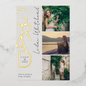 モダンフォトグラードライトグレー 箔招待状 (正面)