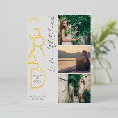 モダンフォトグラードライトグレー 箔招待状 (立ち正面)