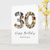 モダンフォトコラージュ30歳の誕生日カード カード (黄色い花)