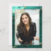 モダンフォトゴールデングリーン大理石卒業パーティー 招待状 (裏面)