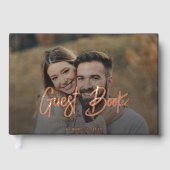モダンフォトスクリプトエレガントバラゴールドフォイル結婚ズ ゲストブック (正面)