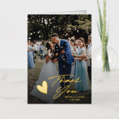 モダンフォトスクリプトハート結婚の感謝 箔グリーティングカード (正面)
