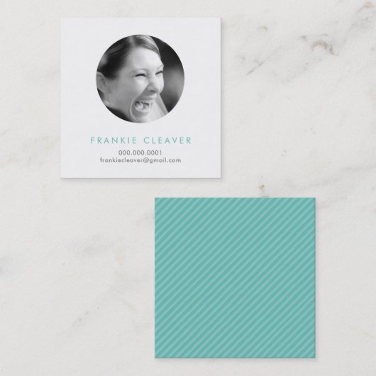 モダンフォトスポットシンプルヘッドショットはっきりした円 スクエア名刺 (正面/裏面)
