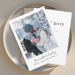 モダンフォトス結婚クリプト セーブザデート<br><div class="desc">写真エレガントのウェディングモダンは日付カードを保存する。このカードモダンには「Save the Date」が付いており、このカードは「Personalize」ボタンを押すと選択したフォントタイプに変更できまクリックす。</div>
