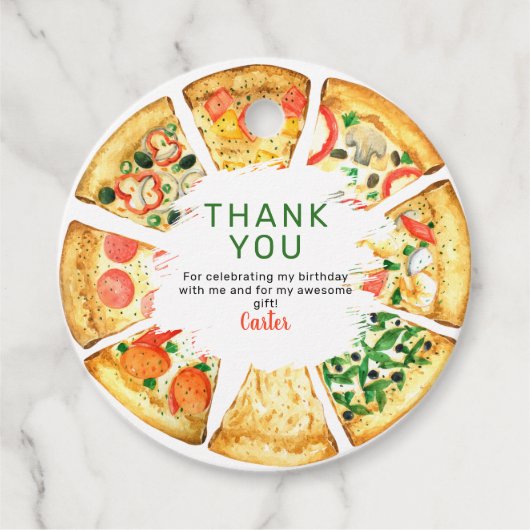 モダンフォトピザ誕生日パーティー フェイバータグ (正面)