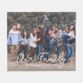 モダンフォトフエレガントァミリタイポグラフィ文字 フリースブランケット (正面(横))