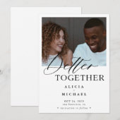 モダンフォトブラックシンプルスクリプ結婚ト セーブザデート (正面/裏面)