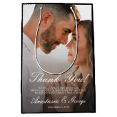 モダンフォトブラック結婚の感謝 ミディアムペーパーバッグ (正面)