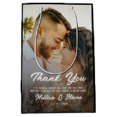 モダンフォトブラック結婚の感謝 ミディアムペーパーバッグ (正面)