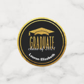 モダンフォトブラック金ゴールド卒業表紙吹雪 コンフェッティ (スモール正面)