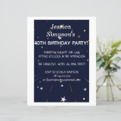 モダンフォトブルー40歳の誕生日パーティー |招待状 (スタンド正面)