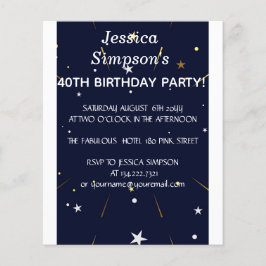 モダンフォトブルー40歳の誕生日パーティー |招待状 チラシ