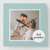 モダンフォトミントラブリーグランマギフト スクエア壁時計 (正面)