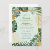 モダンフォレストグリーン熱帯離れトレンディー結婚ズ インビテーションポストカード (正面/裏面)