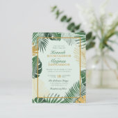 モダンフォレストグリーン熱帯離れトレンディー結婚ズ インビテーションポストカード (スタンド正面)
