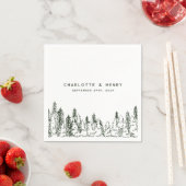 モダンフォレストパインミニマリスト結婚エバーグリーン スタンダードカクテルナプキン (インサイチュ)