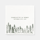 モダンフォレストパインミニマリスト結婚エバーグリーン スタンダードカクテルナプキン (正面)