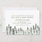 モダンフォレストパインミニマリスト結婚エバーグリーン 招待状 (正面)