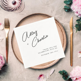 モダンフォントブラック&ホワ結婚イトのカップル名 スタンダードカクテルナプキン