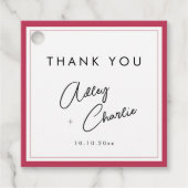 モダンフォントマゼンダとブラックミニマル結婚の フェイバータグ (正面)