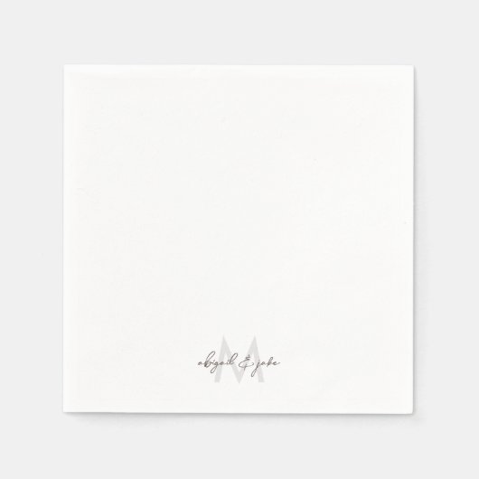 モダンフォントモノグラム&ネーム結婚ズカクテル スタンダードカクテルナプキン (正面)