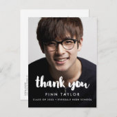 モダンフォント卒業写真ありがとう ポストカード (正面/裏面)