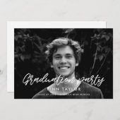 モダンフォント卒業記念パーティーへの招待 案内状 (正面/裏面)